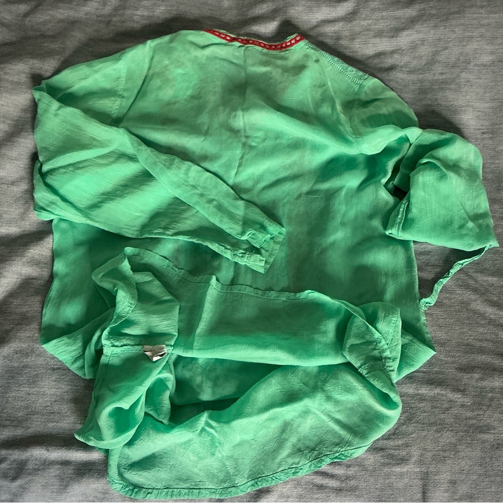 Johnny Was Tunic Top Size-L Green Embroidery Long Sleeve - Picture 5 of 5